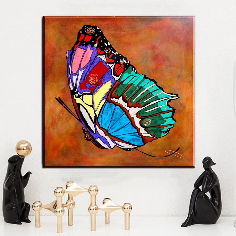 

Canvas Pictures Wall Art Frame 1 Piece/Pcs Butterfly Painting Prints Colourful Graffiti Animal Poster For Living Room Home Decor
