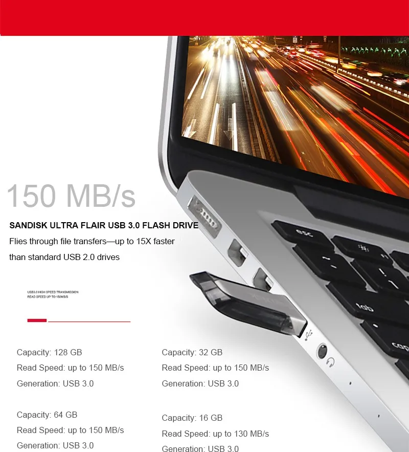 Флеш-накопитель SanDisk USB 3,0, Макс. 130 Мб/с, флеш-накопитель CZ73, USB флеш-накопитель, 128 ГБ, 64 ГБ, 32 ГБ, 16 Гб, поддержка официальной проверки