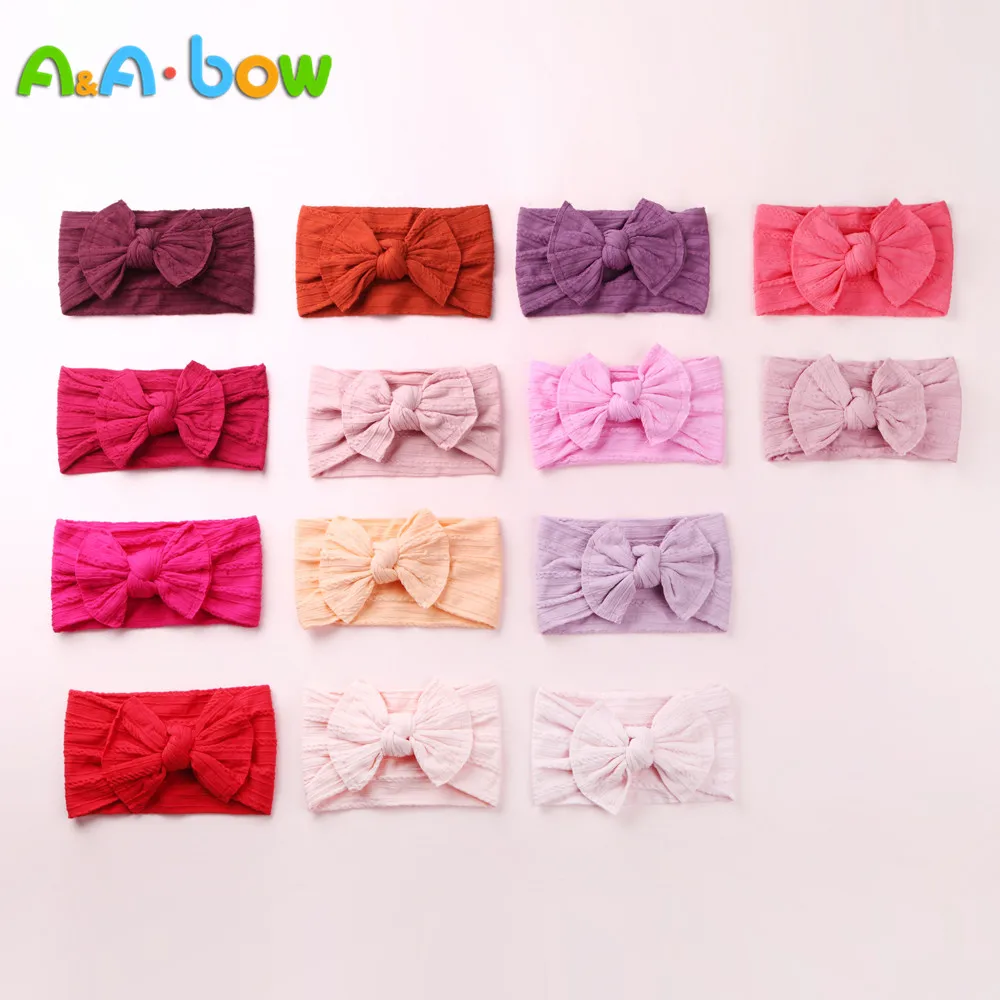 

1PCS New Braid Nylon Bow Headbands,Cable Knit Solid Wide Nylon Headbands Turban, Baby Girls Head Wrap Hair Accessories 27 colors