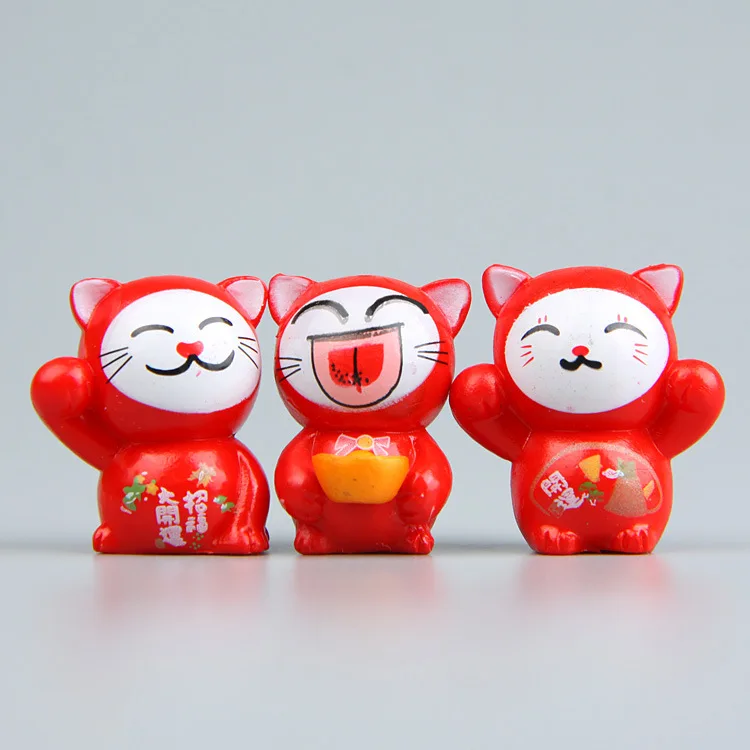 6 шт./лот Горячая милый Lucky Cat Kitty фигурки героев винил куклы игрушечные лошадки аниме Рождество Домашний декор для детей Малыш Декор цифры