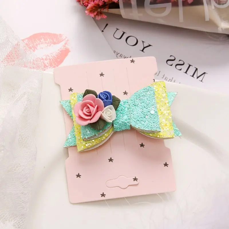 Children Bow Side Clip New Princess Sequins Flower Hairpin Girls Bangs Clips Hair Accessories