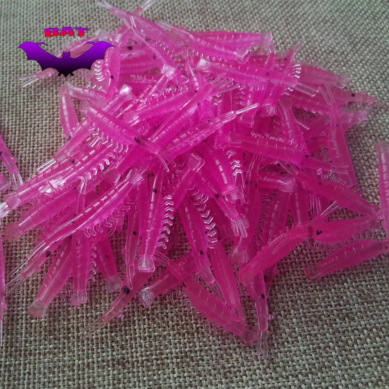 100pcs soft pink small shrimp fishing lure baits artificial prawn nymph