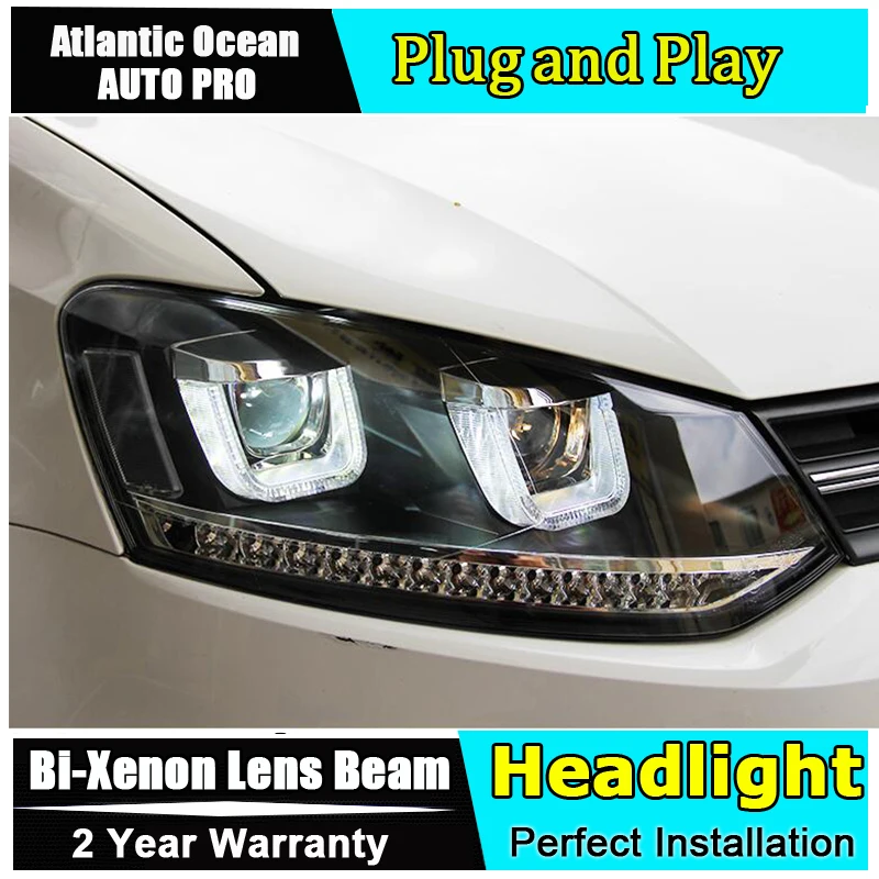 

AUTO.PRO For VW POLO headlights U angel eyes 2012-2015 For POLO Bi-xenon Double lens HID KIT car styli