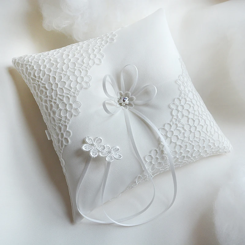 New Wedding Ring Pillow Hollow Out Flowers Bride Flower Boys