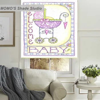 

MOMO Painting Blackout Window Curtains Roller Shades Blinds Thermal Insulated Fabric Custom Size,PRB set603-607