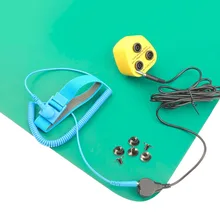 Зеленый антистатический коврик с тусклым покрытием, 2 слоя, зеленый цвет, 1 шт., Великобритания, заземляющий штекер, антистатический ремешок, заземляющий шнур