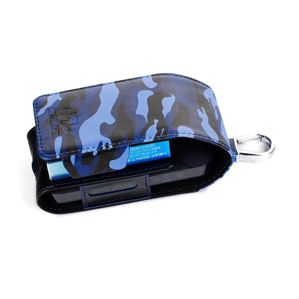 

For IQOS Case Camouflage Leather Flip Cover With Magnetic E-Cigarette Storage Box Clip On Hangable Flamingo Logo Accessories Bag