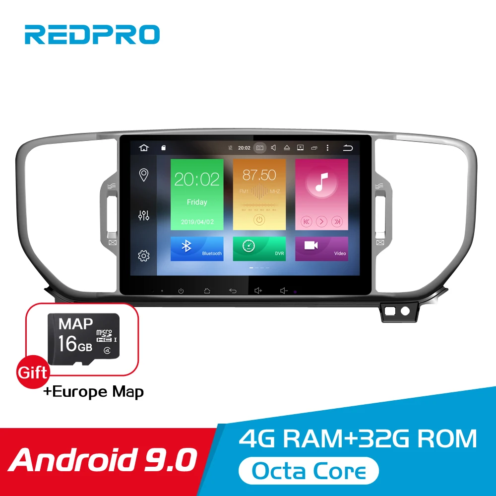 

8" 4G RAM Android 9.0 Car GPS Stereo For Kia Sportage 2016 2017 2018 Audio Multimedia Navigation WIFI FM Radio Video No DVD Play