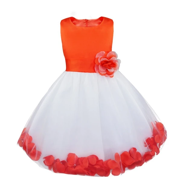 TiaoBug/vestido infantil; Платья с цветочным узором для девочек; элегантное Пышное торжественное платье с цветочным узором для девочек; платья для свадебной вечеринки - Цвет: Orange