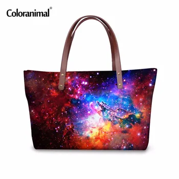 

Coloranimal Starry Sky Galaxy Pattern Ladies Large Capacity Handbag Star Universe Printed Women Travel Shopping Bag Shoulder Bag