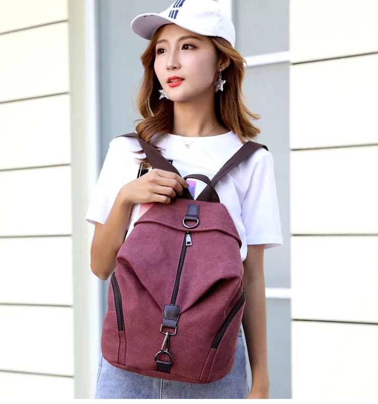 Canvas Backpack for Travel Bagpack Women Fashion Backbag Woman Back Pack College Backpacks for Girls Denim Bag Daypack Female elegant backpack