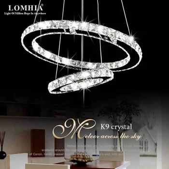 

DIY Design K9 Crystal Modern LED Pendant Lights Lamps bar restaurant lighting Fixtures Stainless Steel Round shape New