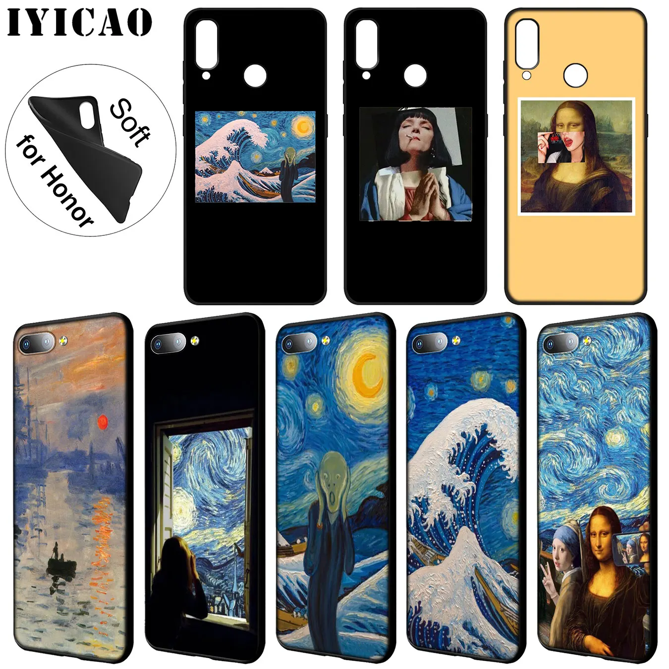 

Great art aesthetic van Gogh Mona Lisa Soft Case for Huawei Y9 Y7 Y6 Prime 2019 Honor 20 8C 8X 8 9 9X 10 Lite 7C 7X 7A Pro
