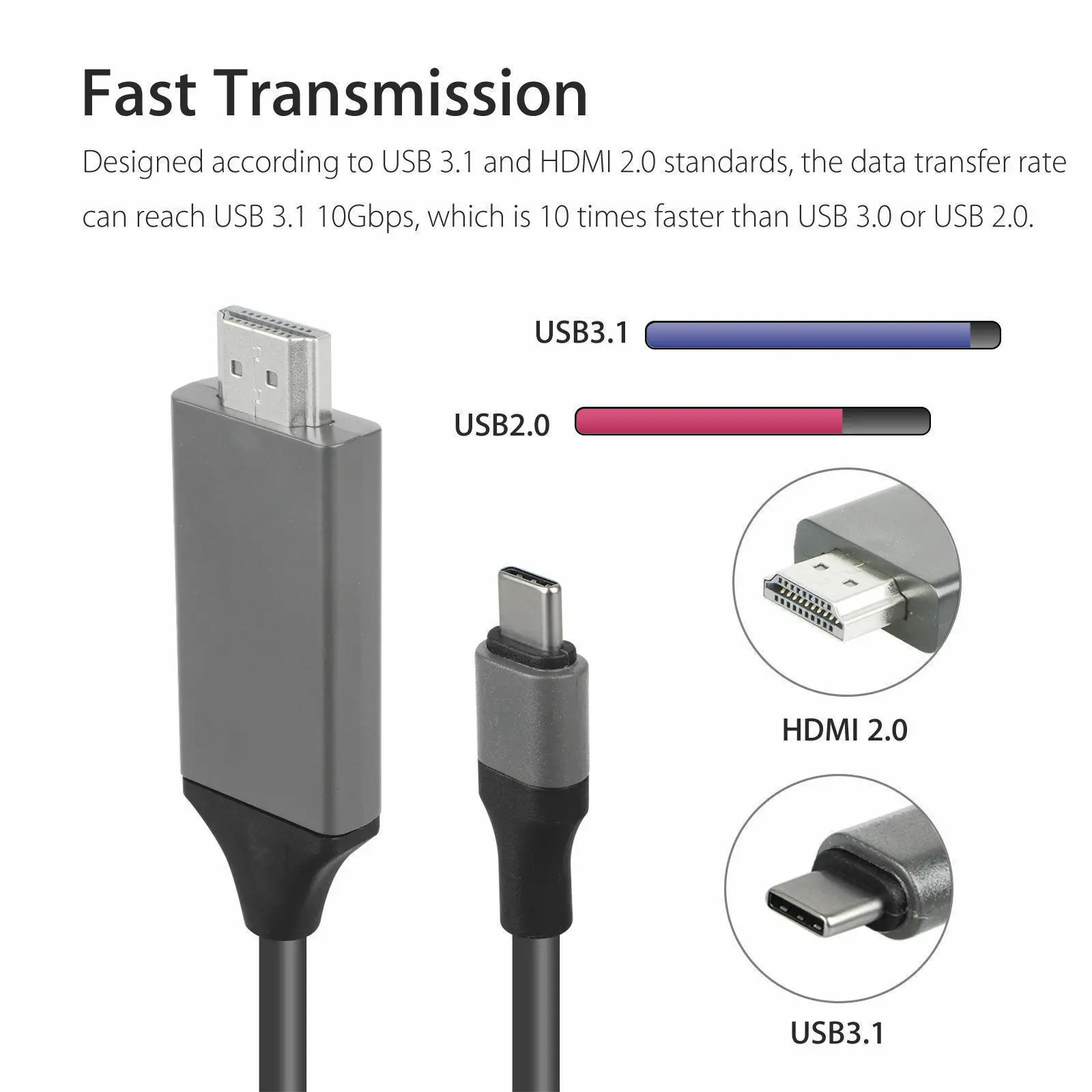 USBHDTV 4 K type-C к hdmi-кабель, адаптер кабель для Samsung Galaxy S8 Macbook