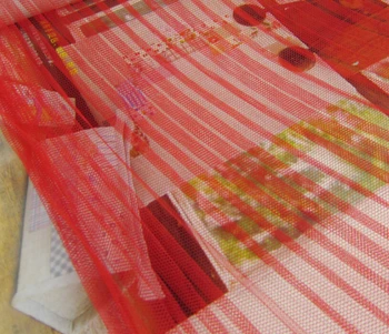 

5 Meters Width 155CM 61" Red Ruffled Pleated Crumple Mesh Lace Fabric Solid Wedding Dress Clothes Materials LX38