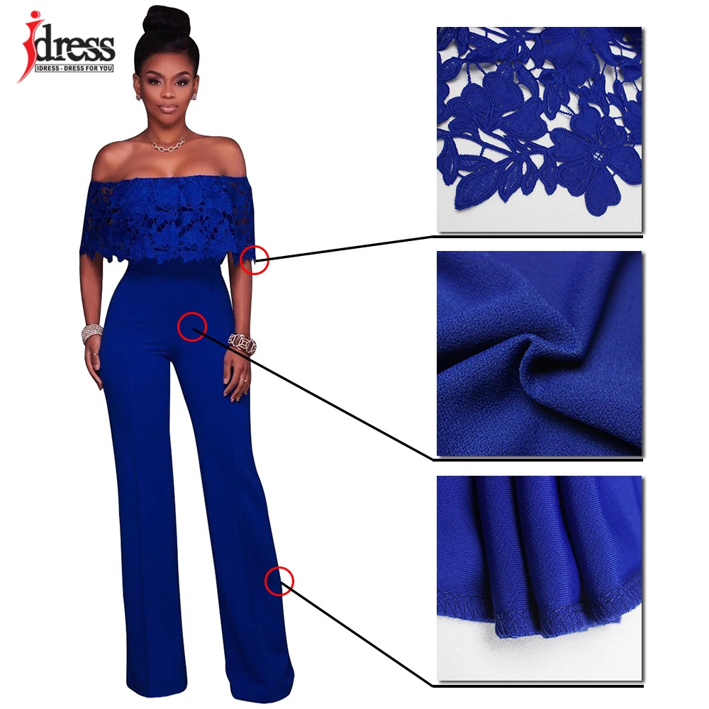 IDress Lace Crochet Rompers Women Jumpsuit Sexy Strapless Bodycon Jumpsuit Wide Leg Black White Yellow Long Pant Romper Overalls (17)