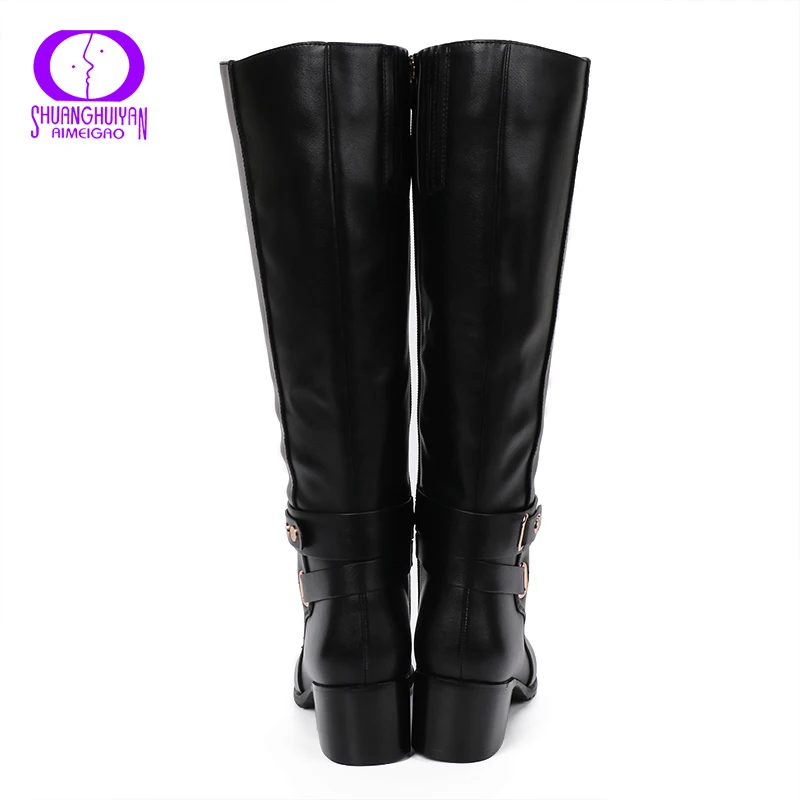 AIMEIGAO New 2017 Winter High Boots Round Toe knee High Boots Zipper Boots Winter Shoes For Women zapatos de mujer de moda Women's Shoes