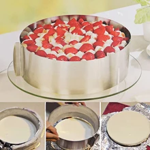 Heißer Verkauf Versenkbare Edelstahl Kreis Mousse Ring Kuchen-form-form-backen-werkzeug-satz-installationssatz Kuchenform Größe Verstellbar Backformen 16-30 cm
