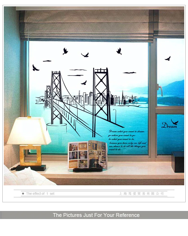 Городской пейзаж Сан-Франсиско мост наклейки на стены виниловые DIY наклейки на стены для гостиной диван фон стены Офис Кабинет декор искусство