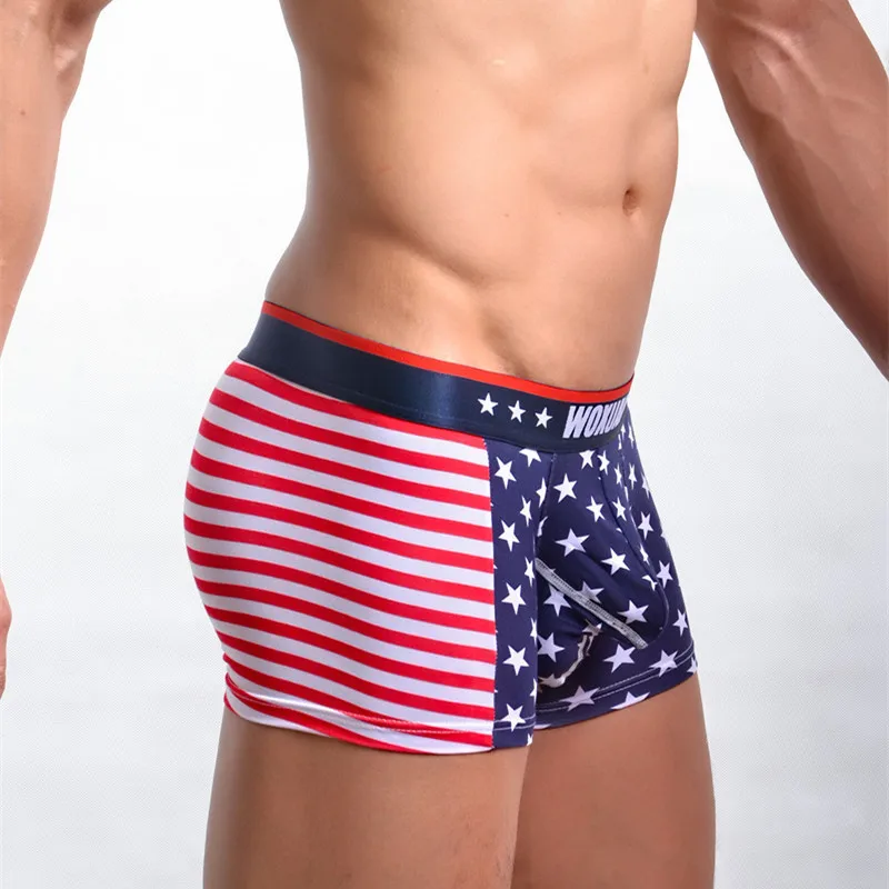 white boxer briefs Men's Cotton Male Foreign Trade AliExpress The American Flag Printed Breathable Muscle Underwear mens woven boxers