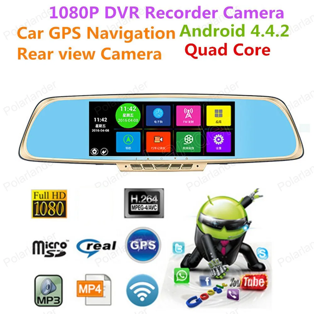 7\ 1080P Android Smart System Built in GPS Navigation WIFI Car Rearview Mirror Dual Lens Car DVR Camera Recorder with Free Map