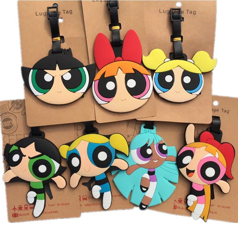

Fashion Cute The Powerpuff Girls Travel Accessories Luggage Tag New Cartoon Silica Gel Suitcase Baggage Tags Portable Label 10cm