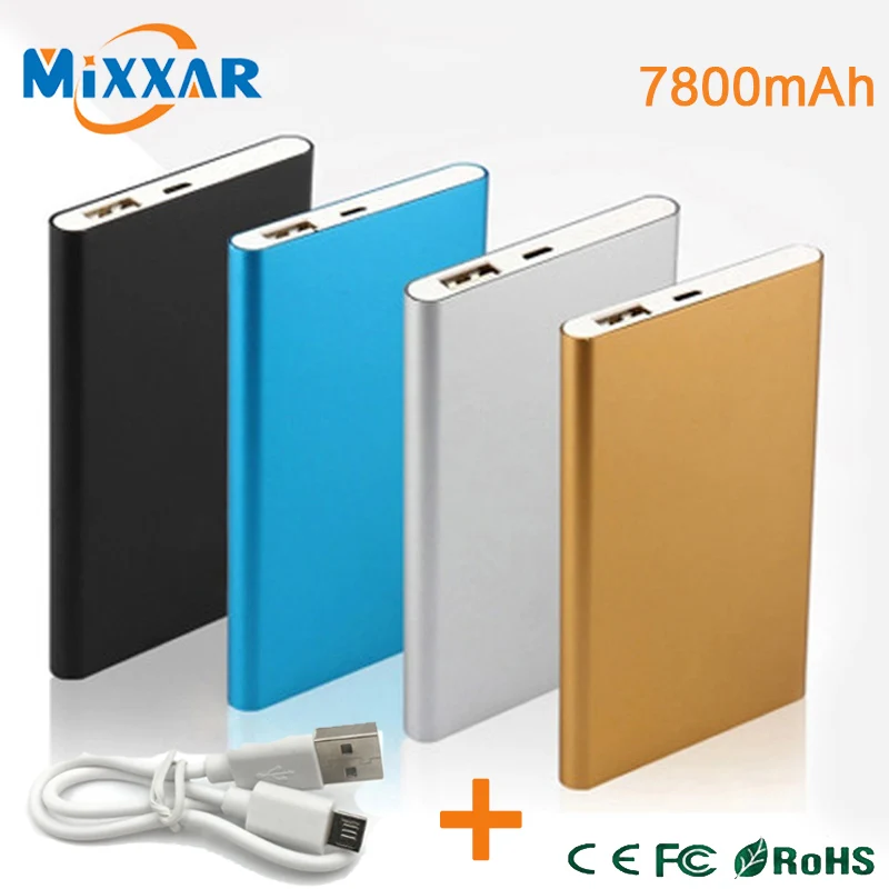 ZK90 Metal Slim Power Bank 7800mAh USB External Backup Battery Portable Charger PowerBank For Universal SmartPhone