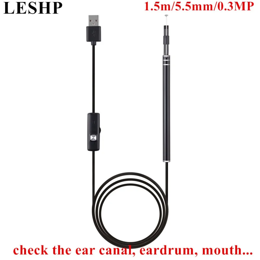 

LESHP USB Ear Cleaning Endoscope HD Visual Ear Spoon 6LED Adjustable Multifunctional Earpick With Mini Camera Pen Cleaning Tool