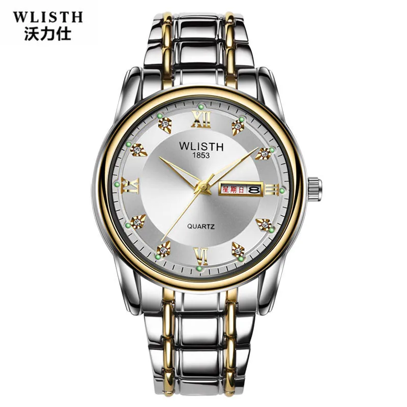 Wlith Мужские Бизнес Кварцевые часы классические из нержавеющей стали Relogio Masculino ролевые часы мужские часы лучший бренд класса люкс