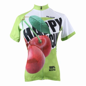 

Womens Short sleeve Cycling Jersey Red Cherry Bicycle Jersey Breathable Ciclismo Ropa Mujer Green Cycling Clothing Size XS-6XL
