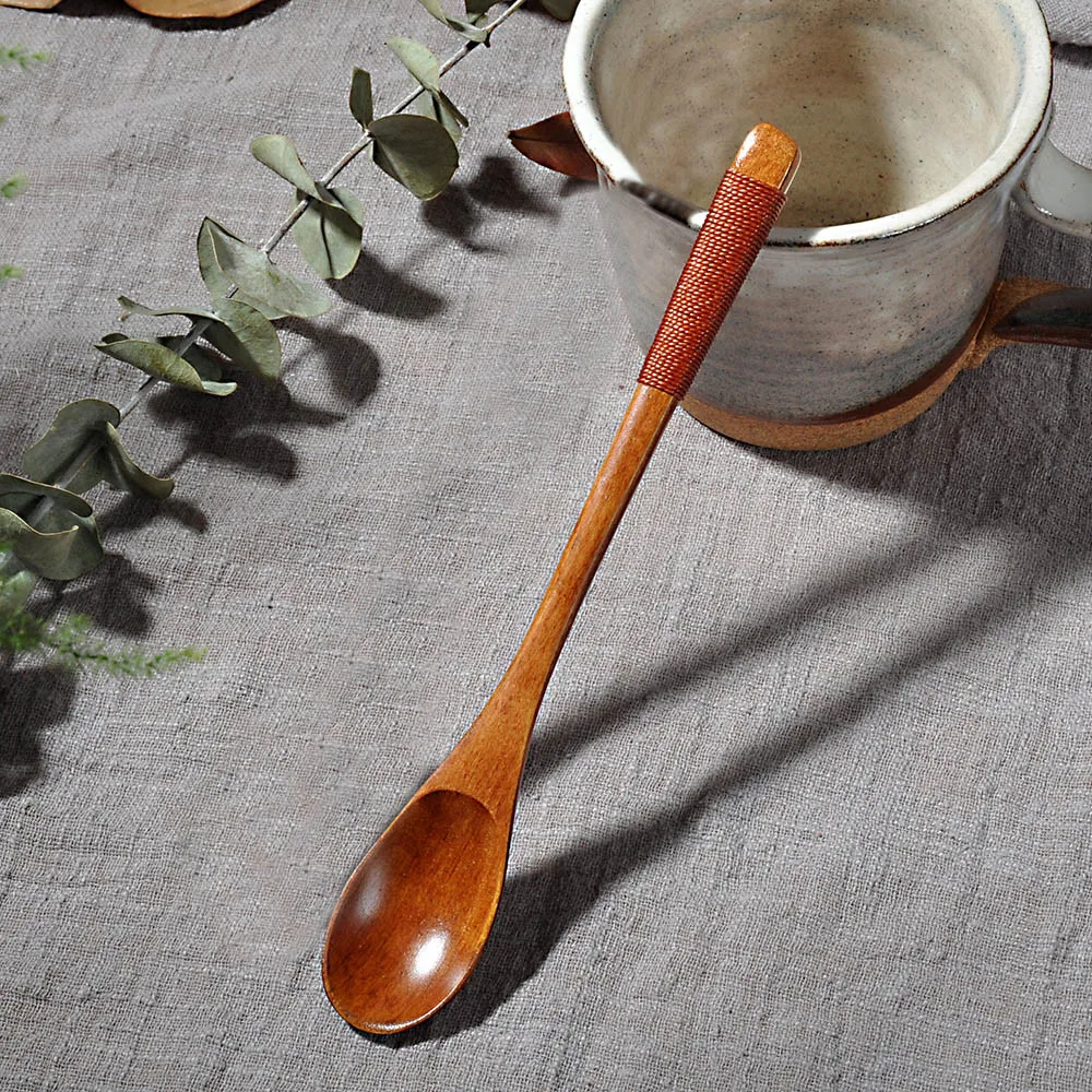 Деревянная Ложка Вилка бамбуковая кухонная утварь инструменты суп-Чайная ложка посуда 20180918