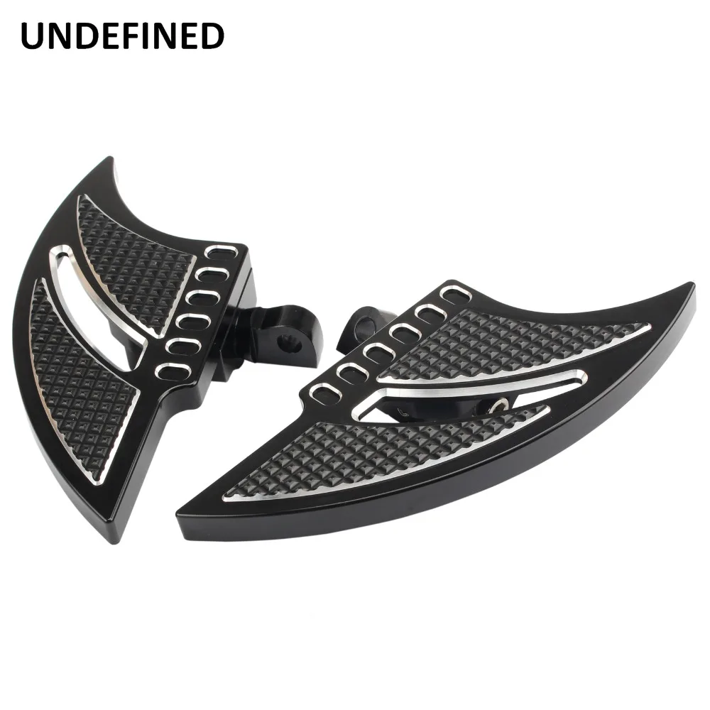 Black Motorcycle Foot Pegs Passenger Front Foot Board Driver Stretched