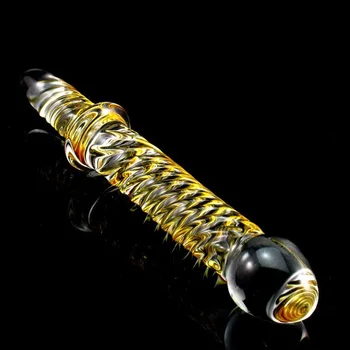 Double Ended Headed Pyrex Glass Dildo Crystal Fake Penis Anal Butt Plug Female Male Adult Masturbation Sex Toy for Women Men Gay 1