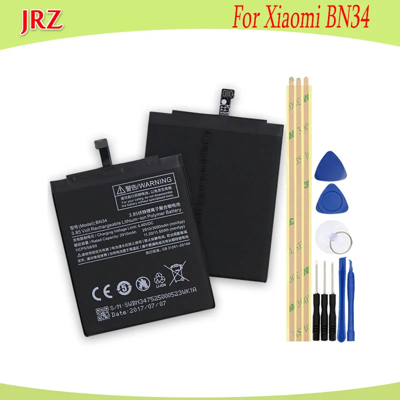 JRZ 2860mAh BN34 Смартфон батарея для Xiaomi Redmi 5A 5 0 ''телефон замена батареи +