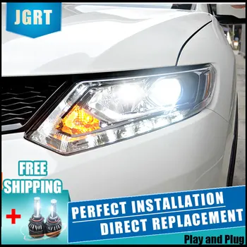 

2PCS Car Style LED headlights for Nissan X-Trail 14-16 for X-Trail head lamp LED DRL Lens Double Beam H7 HID Xenon bi xenon lens