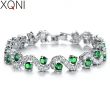XQNI ювелирные изделия, модный Европейский стиль, серебряный цвет, голубой кристалл, камень, браслеты и браслеты, роскошные Романтические свадебные украшения, подарок