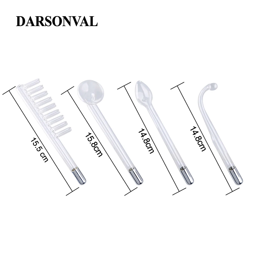 Ceny DARSONVAL 4 sztuk wysokiej częstotliwości twarzy szklane rurki elektrody dysze wymiana trądzik Spot Remover fioletowy Ray ciała masażer do twarzy