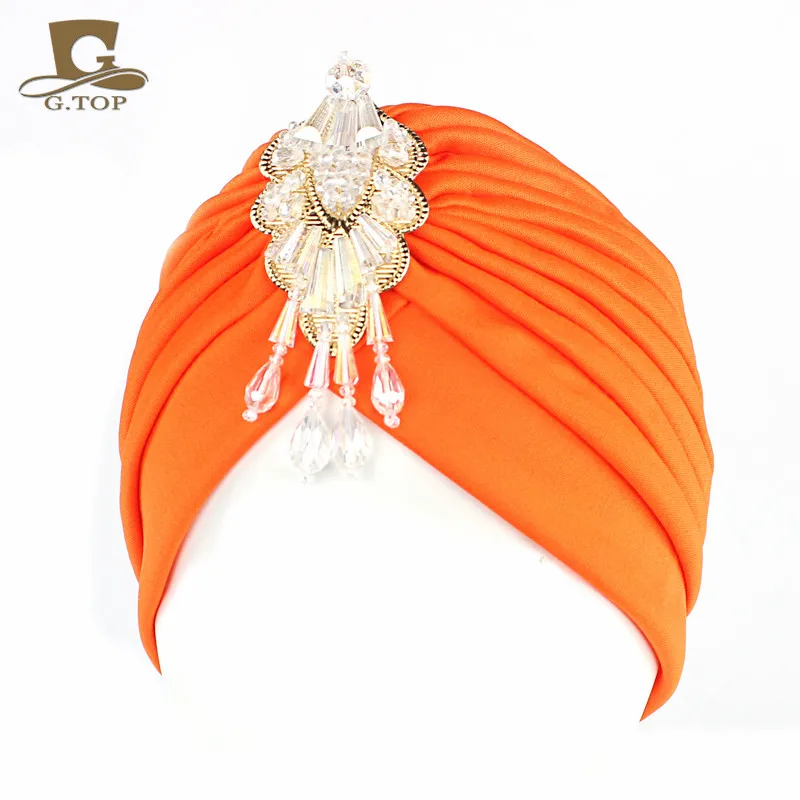 Divas-Turban extensible avec pendentif perlé pour femme, chapeau enveloppant, vêtements de sauna de luxe, nouveau