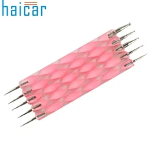 HAICAR лучшую сделку нейл-арта нажмите с силой так ручки 2 Way Нажмите с силой так, маникюрные инструменты для рисования по уходу за ногтями Розовый Nail Art Инструменты 5 шт./компл. 1130