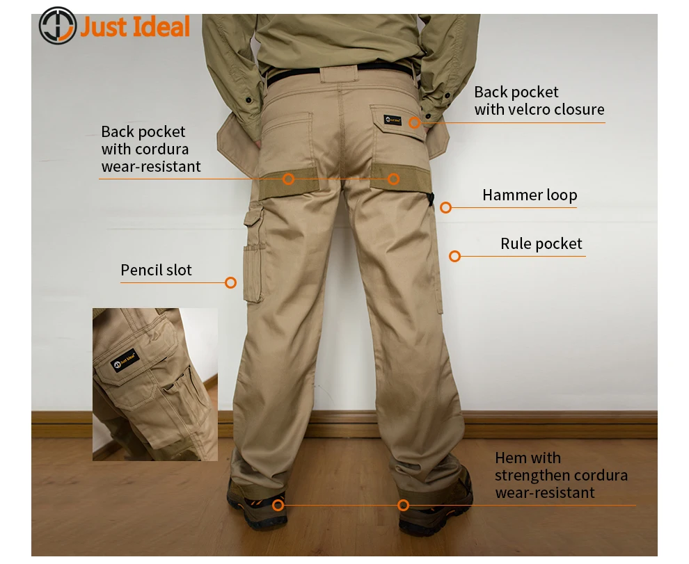 Мужские брюки-карго, повседневные, с несколькими карманами, военные, тактические, длинные, полная длина, мужские рабочие брюки, плюс размер, ID655