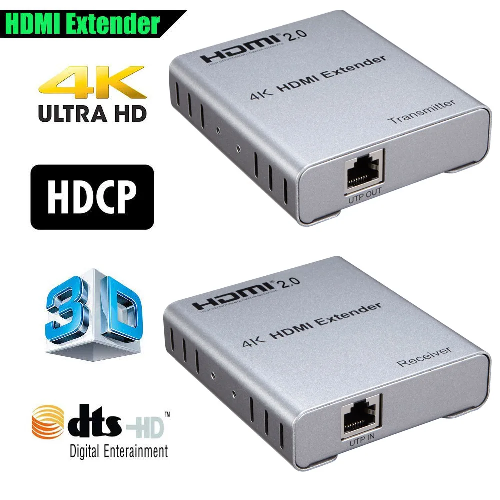 PUZHIJIE HDMI2.0 удлинитель 4K60Hz YUV4:4:4 более CAT5e/6A до 167FT 4K Поддержка 18 Гбит/с HDR IR передатчик