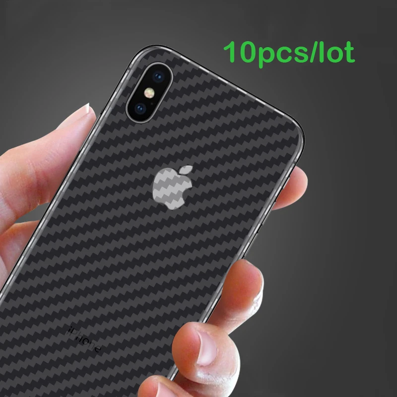 

10pcs/lot 3D Carbon Fiber Anti-fingerprint Back Film For iPhone 6 7 8 plus Screen Protection For iPhone X Transparent Soft Film