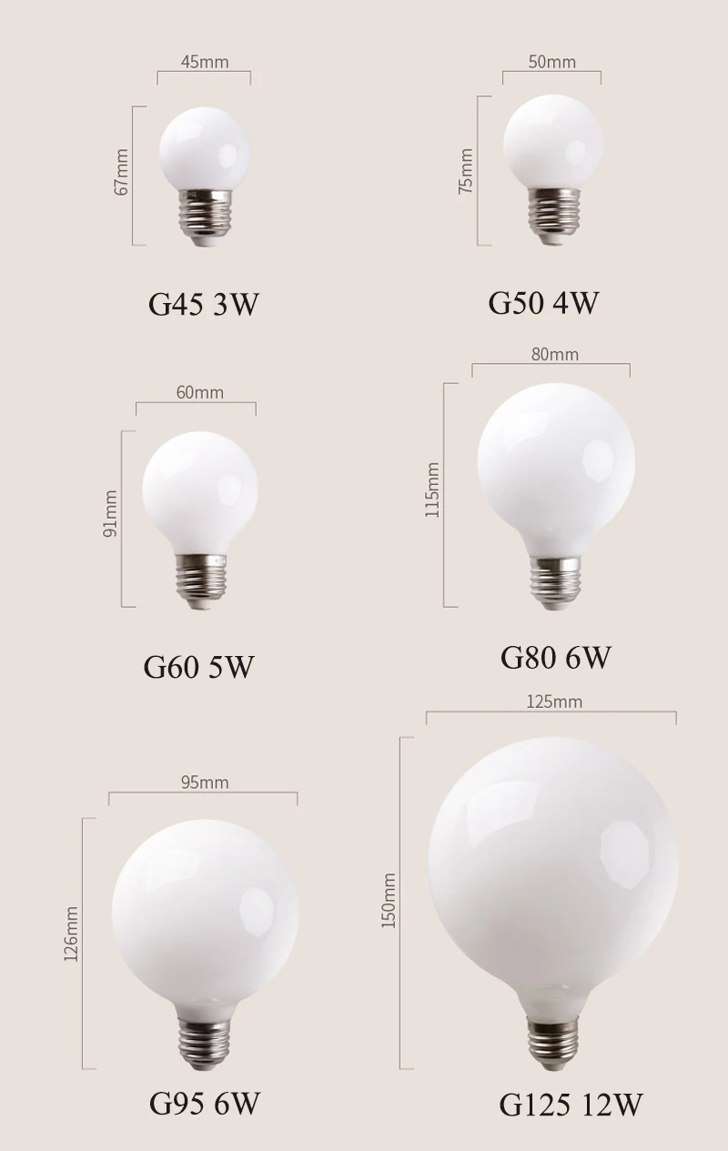Молочный светодиодный светильник E27, 220 В, лампада G80, G95, G125, светодиодный светильник, ампула, светодиодный шарик с пузырьками, холодный белый, теплый белый, для подвесных светильников