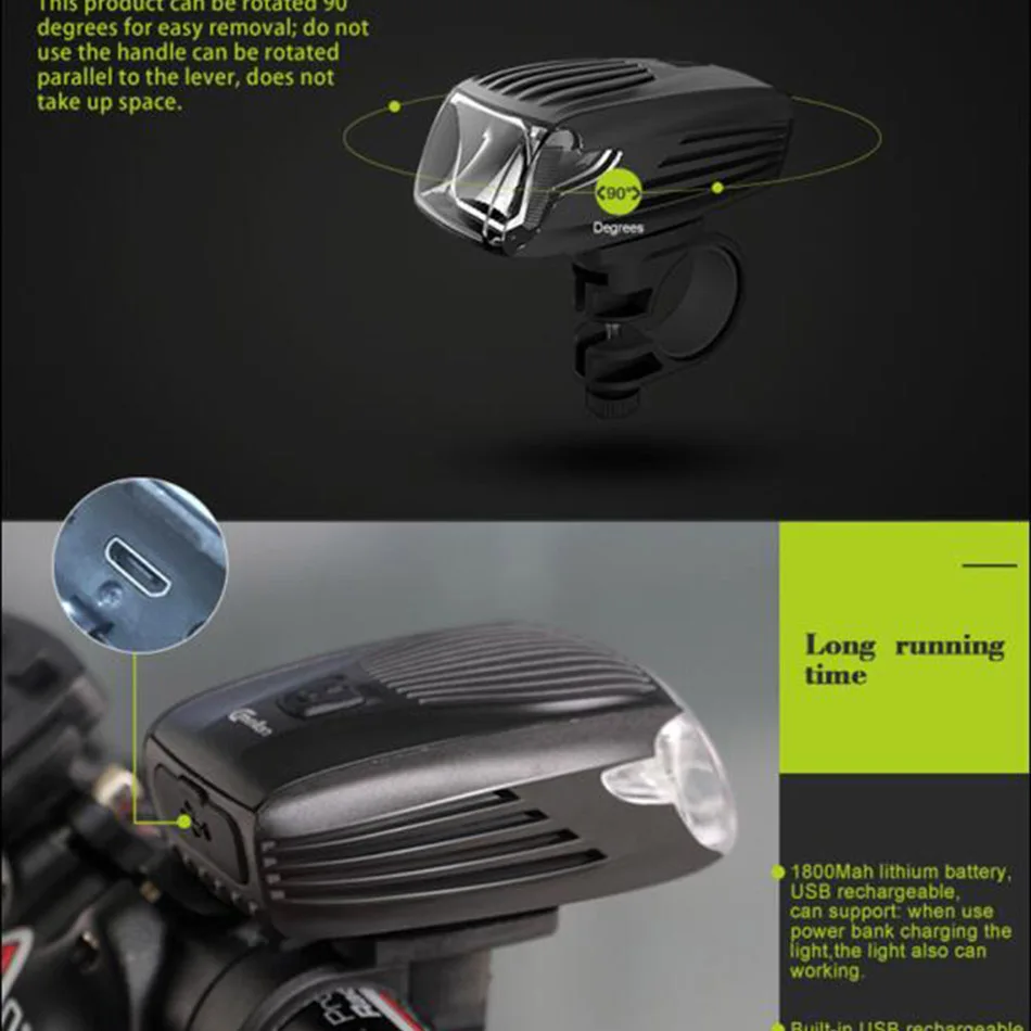 Cheap X1 LED Bicycle Bike Light USB Rechargeable Headlight Automatic Light System Yellow Daytime Light Easy To Instal 7