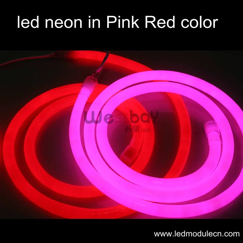 

hot selling standard 12*26mm led neon,pink color,colored jacket,120V input neon lights fordisco lighting