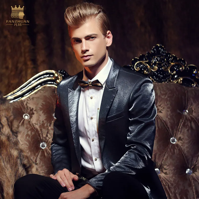 

Fanzhuan Free Shipping New fashion casual Spring Autumn men's male man small suit solid color black Korean 510009-1 blazer blue