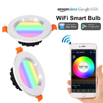 

Smart Home Downlight RGB Energy Saving Dimming Multicolor Scene Light WiFi Remote Voice Control LED Bulb with Alexa Google Home