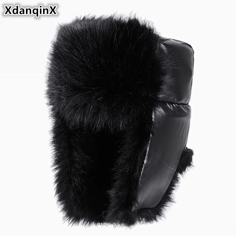 

XdanqinX Extra Thick Earmuffs Caps Men's Protection Face Bomber Hats Plus Velvet Warm Women's Winter Hat Snow-proof Ski Cap NEW