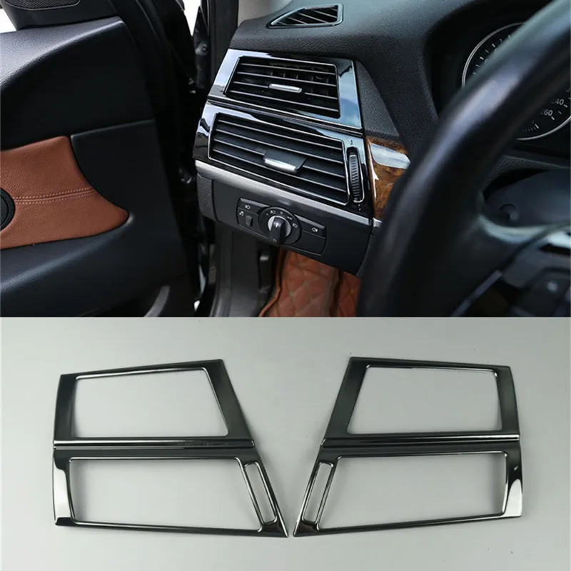 

Black Console Air Conditioner CD Panel Decoration Frame Trim For BMW X5 E70 X6 E71 Interior Readling Lamp Cover Strip Sticker