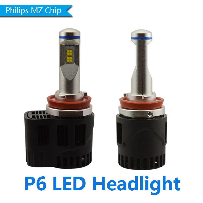 

2pcs H11 H8 H9 50W 10400LM Philips MZ Chip LED Car P6 Headlight Conversion Kit Fog Lamp Bulb DRL Super White